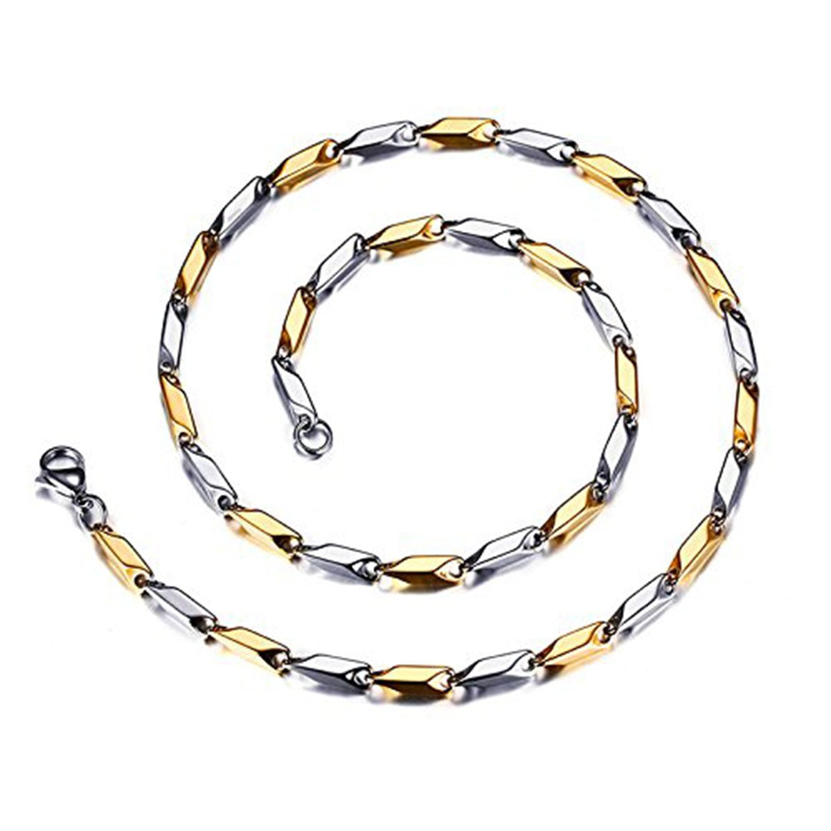 Italian 316L Stainless Steel Slim Light Weight Two Tone Chain Men 21"