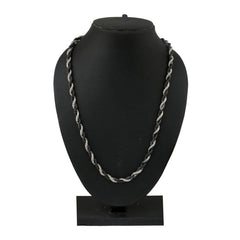 316L Stainless Steel Black Silver Rope Chain For Men 21"