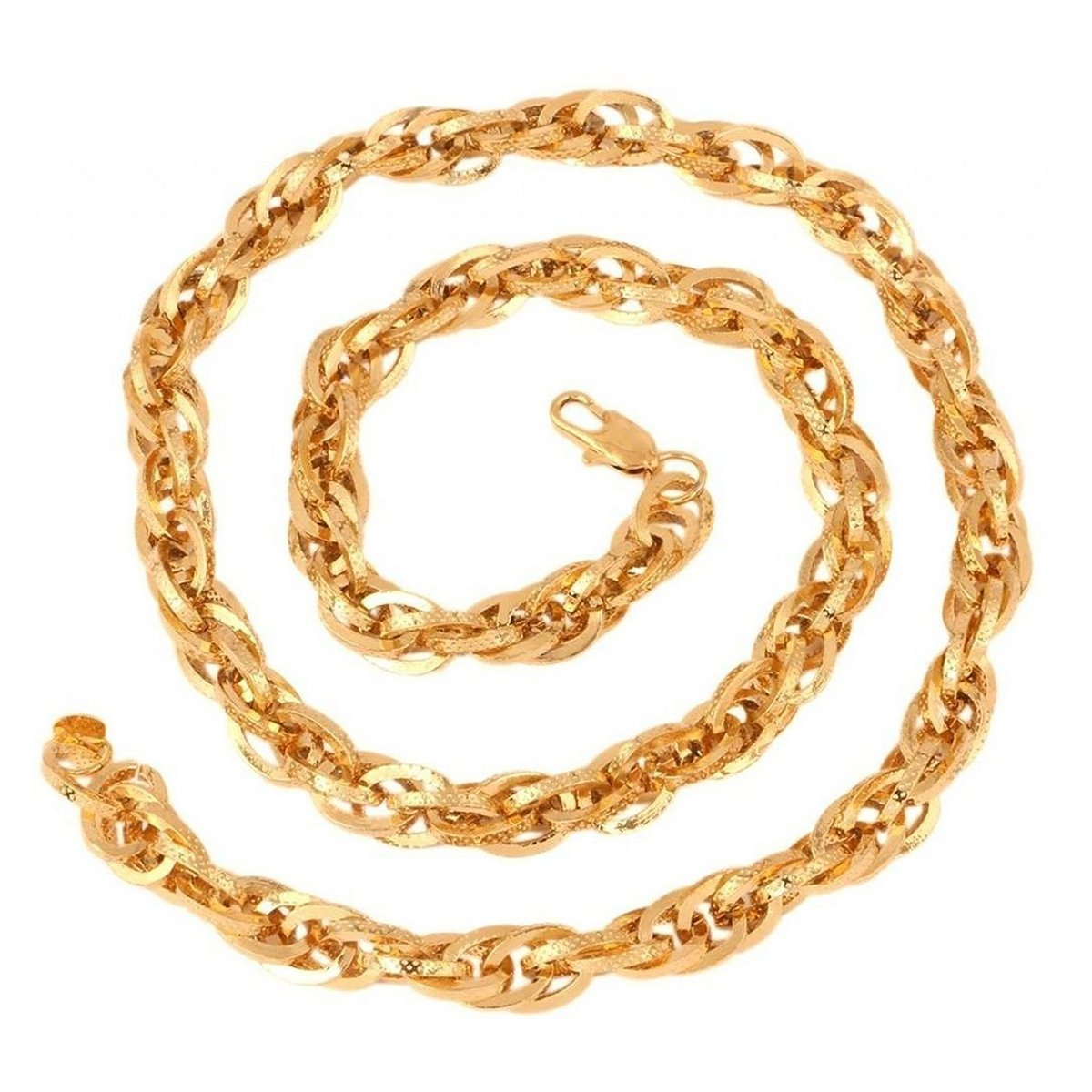 Honey Singh Gold Stainless Steel Inter Links Heavy Broad S Chain For Men 24"