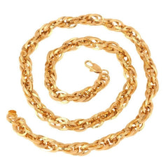 Honey Singh Gold Stainless Steel Inter Links Heavy Broad S Chain For Men 24"