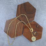 Gold Evil Eye Medal Hamsa Charm Link Necklace Chain For Women