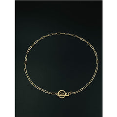 Copper Link Toggel Choker Necklace Chain For Women Gold