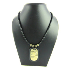 Bronze Vintage Antique Finish Reborn Dog Tag Pendant Leather Chain Men