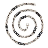 Stainless Steel Black Silver Plated 3D Byzantine Chain 21.6" For Men