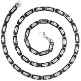 Stainless Steel Black Silver Plated 3D Byzantine Chain 21.85" For Men