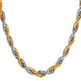 316L Stainless Steel Two Tone Classic Rope Chain 20.1"