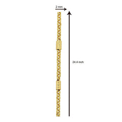 Cylinder Pipe Slim 22K Gold Plated Daily Wear 25" Chain For Women