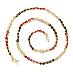 Traditional Crystal 22K Gold Plated 25" Chain For Women