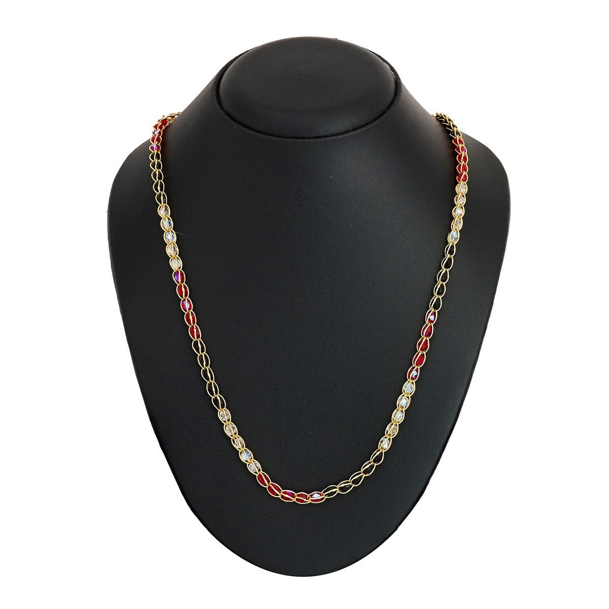 Traditional Crystal 22K Gold Plated 25" Chain For Women