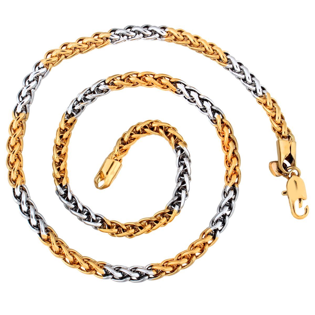 Spiga Franco Wheat Gold Silver 316L Stainless Steel Chain