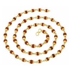 Gold Plated Rudraksh Mala Chain Long 24 Inches For Men