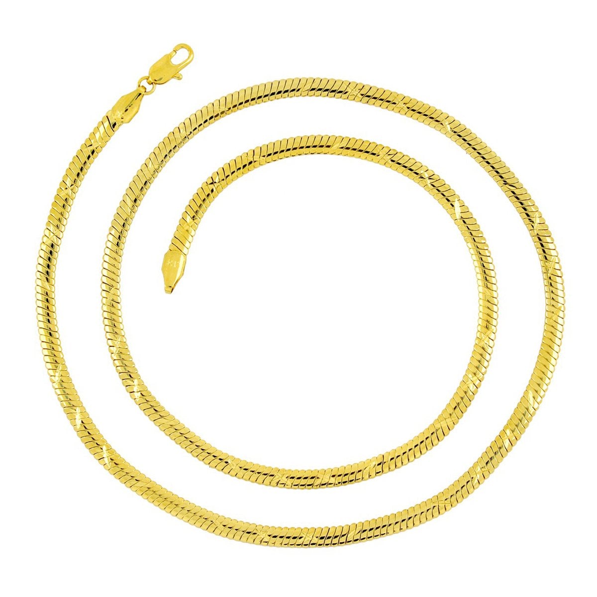 Italian Designer Smooth 316L Stainless Steel 22K Gold 24" Chain