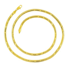Italian Designer Smooth 316L Stainless Steel 22K Gold 24" Chain