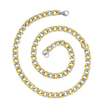 316L Stainless Steel Curb Silver Gold Plated 24" Chain For Men