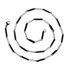 Italian Slim Black Silver 316L Stainless Steel Necklace Chain Boys Men