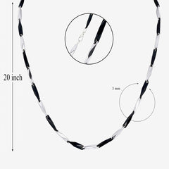 Italian Slim Black Silver 316L Stainless Steel Necklace Chain Boys Men