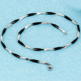 Italian Slim Black Silver 316L Stainless Steel Necklace Chain Boys Men