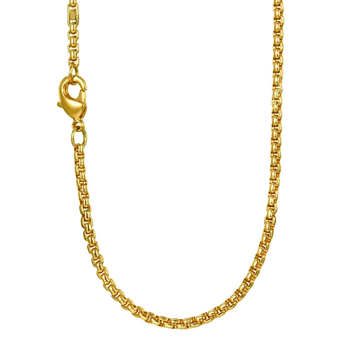 Box Link 22K Gold 316L Stainless Steel Necklace Chain 23 Men Women – ZIVOM