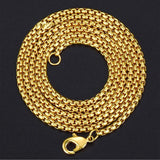 Box Link 22K Gold 316L Stainless Steel Necklace Chain 23" Men Women
