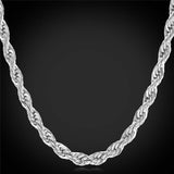 Rope Silver 316L Stainless Steel Daily Chain 22" Men Women