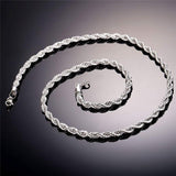Rope Silver 316L Stainless Steel Daily Chain 22" Men Women