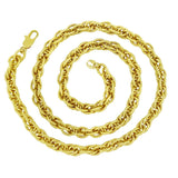 Oval Rope Links Matte 18K Gold Stainless Steel Brass Necklace Chain For Men