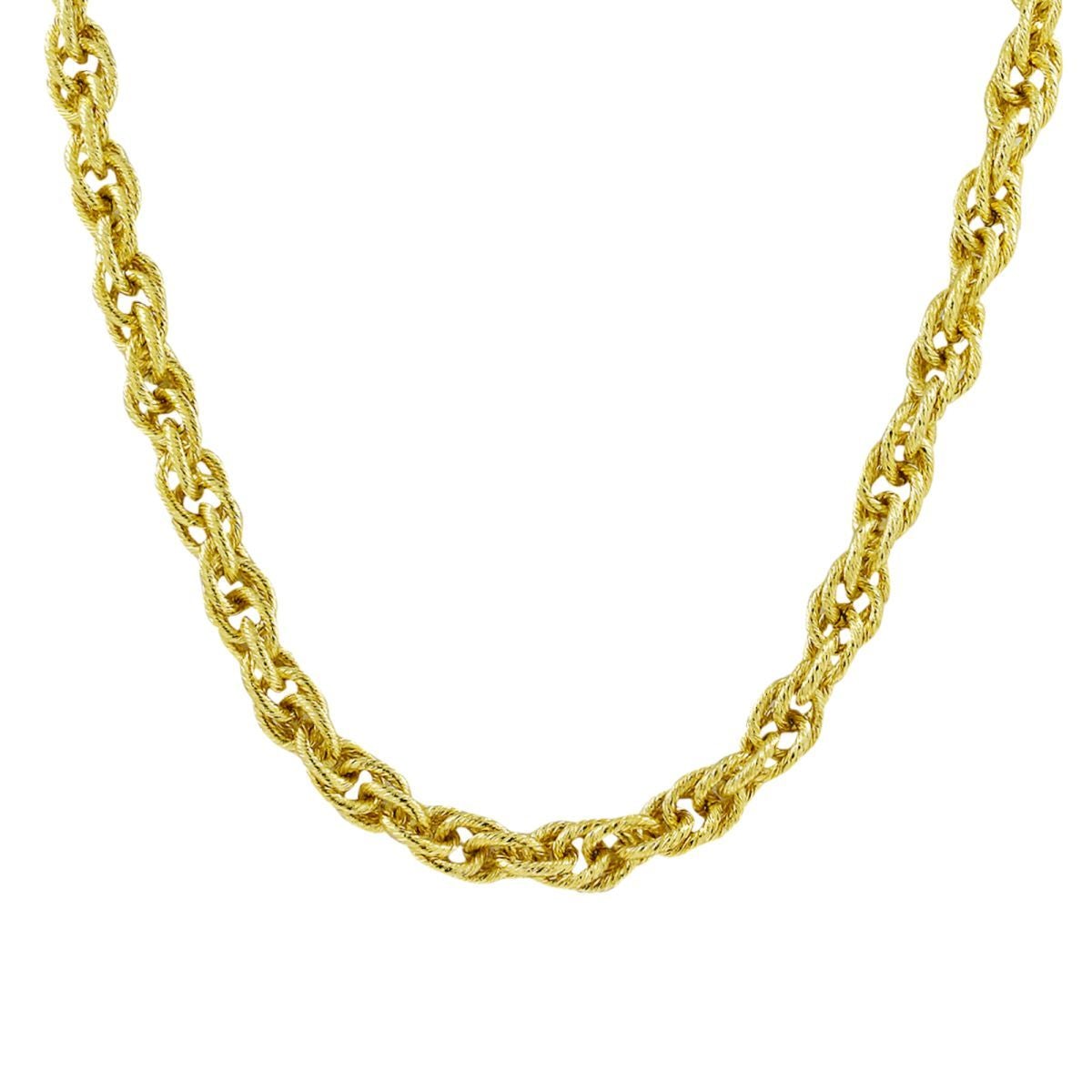 Oval Rope Links Matte 18K Gold Stainless Steel Brass Necklace Chain For Men