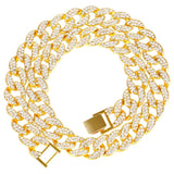 Hip Hop Iced Out Thick Heavy Punk Chunky Curb Cuban Rhinestone Gold Chain Necklace Men