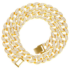 Thick Heavy Punk Chunky Curb Cuban Rhinestone Gold Chain Necklace Men