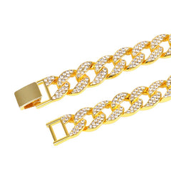 Hip Hop Iced Out Thick Heavy Punk Chunky Curb Cuban Rhinestone Gold Chain Necklace Men