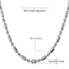 Pipe Ball 316L Stainless Steel Silver Light Weight Necklace Chain Men