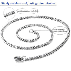 Popcorn Box Link 316L Stainless Steel Silver Necklace Chain Men