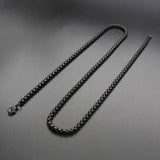 Popcorn Box Link Black 316L Stainless Steel 24" Necklace Chain Men