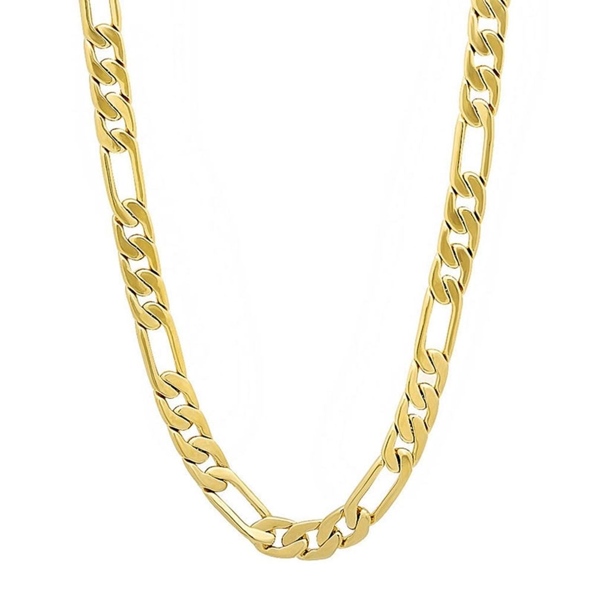 4Mm Figaro Curb 18K Gold Stainless Steel 20" Chain Necklace For Men Boys