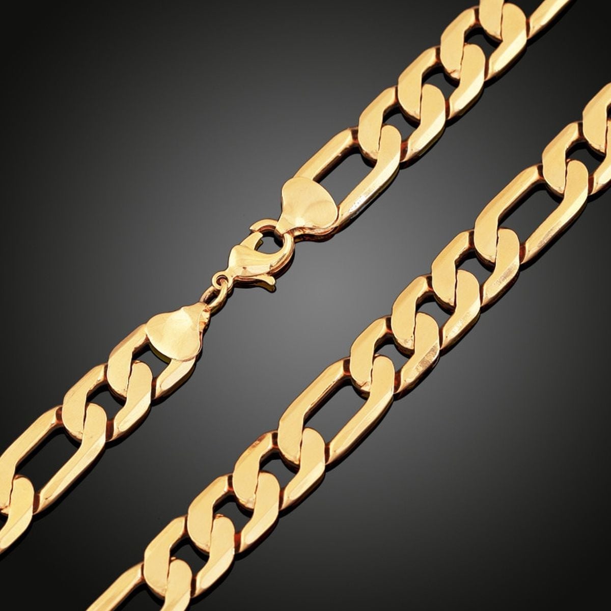 4Mm Figaro Curb 18K Gold Stainless Steel 20" Chain Necklace For Men Boys