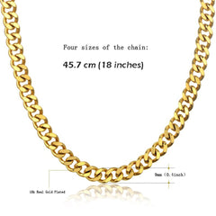 Curb 18K Gold Plated 316L Stainless Steel 18" Chain Necklace Men