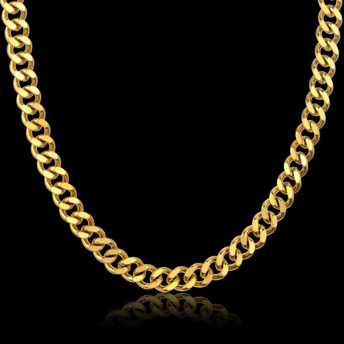 Curb 18K Gold Plated 316L Stainless Steel 18" Chain Necklace Men