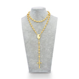 Jesus Cross Mary Christian Catholic Prayer Rosary Stainless Steel Gold Necklace Chain