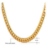 Classic Curb 18K Gold 316L Stainless Steel 24" Chain Necklace Men