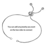 Silver Slim Box Slider Adjustable Extender Chain Accessory Bracelet