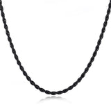 Black Rope 316L Surgical Stainless Steel 24" Necklace Chain For Men