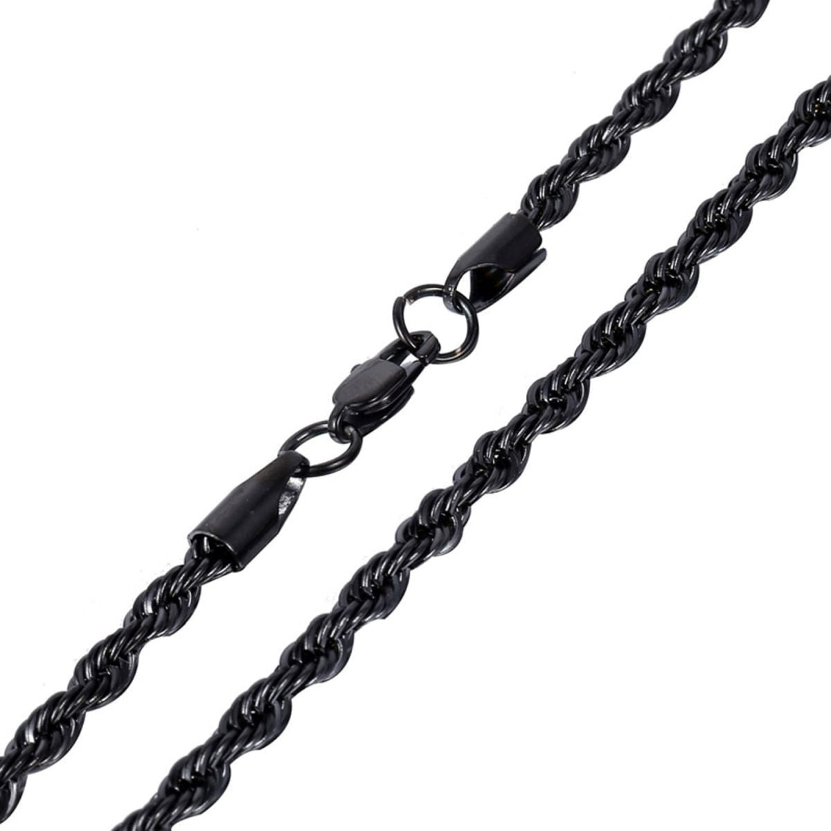 INOX Jewelry NSTC026K-24 Super Rope Stainless Steel Chain Black - 3 mm & 24 in.