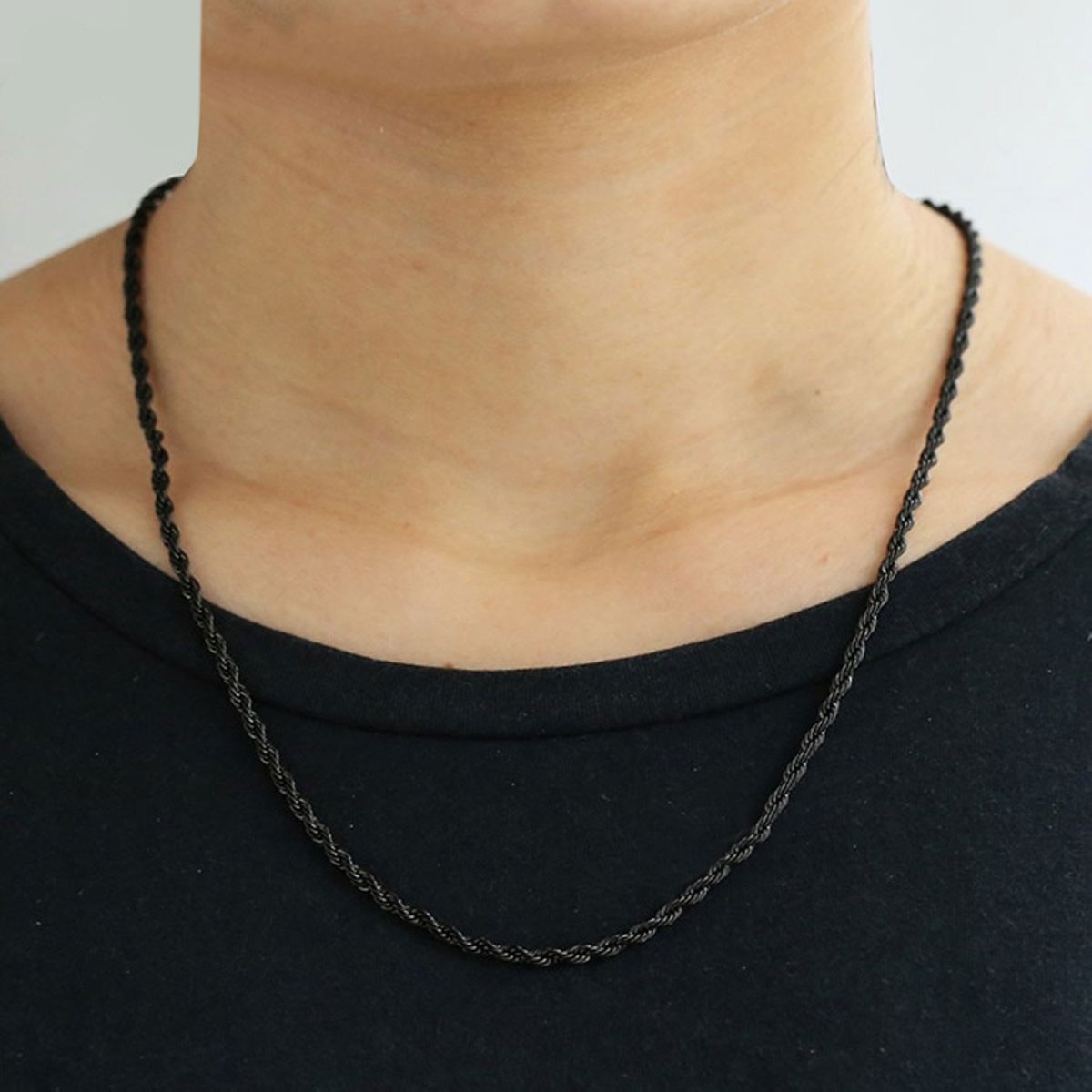 Black Rope 316L Surgical Stainless Steel 24 Necklace Chain For