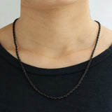 Black Rope 316L Surgical Stainless Steel 24" Necklace Chain For Men