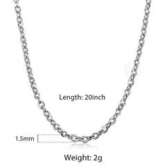 Silver Link 316L Surgical Stainless Steel 19.7" Necklace Chain For