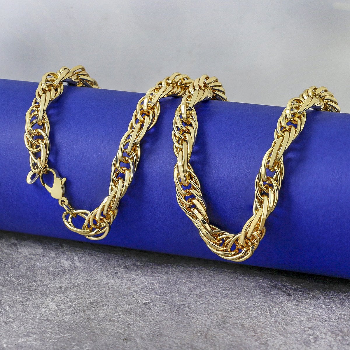 Wave 18K Gold 316L Surgical Stainless Steel Necklace Chain For Men Boys