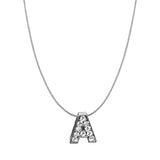 Silver Cz Initial Alphabet Letter A Necklace Pendant Chain