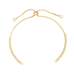 Gold Slim Box Slider American Diamond Adjustable Extender Chain Ball Ends Accessory For Diy 9" Bracelet For Women Girls