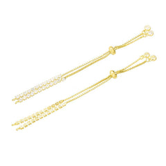 Gold Slim Box Slider American Diamond Adjustable Extender Chain Ball Ends Accessory For Diy 9" Bracelet For Women Girls
