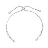 Silver Slim Box Slider American Diamond Adjustable Extender Chain Ball Ends Accessory For Diy 9" Bracelet For Women Girls